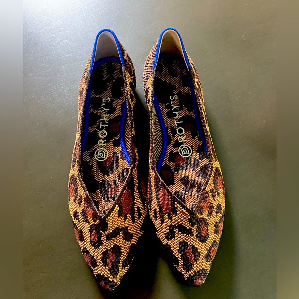 BRAND NEW Retired Wildcat Leopard Print Rothy Point Flat Shoes Size 8W